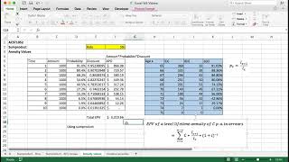 ACST1052 Excel Demo Life Tables and Calculating Life Annuities [upl. by Bendick]