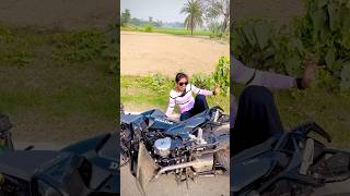 Bike চালাতে গিয়ে পড়ে গেলাম😢 youtubeshorts viralvideo village bike ￼ride [upl. by Everrs]