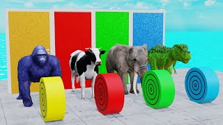 Long Slide Game With Elephant Gorilla Buffalo Hippopotamus Tiger  3d Animal Game  Funny 3d Animals [upl. by Picardi]