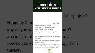 Accenture Interview Experience accenture ytshorts interviewtips [upl. by Solley]