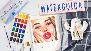 Gesicht malen mit Aquarellfarben  Watercolors  Foxy Draws [upl. by Nanaek]