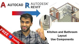 AutoCAD to Revit Kitchen in Revit  Bathroom in Revit  Components in Revit  FREE REVIT FAMILIES [upl. by Ariday256]