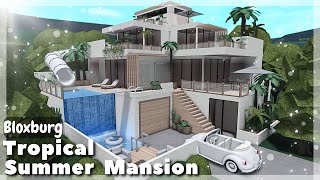 BLOXBURG Tropical Summer Mansion Speedbuild  Roblox House Build [upl. by Pliam]