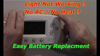 Replace Batteries On A Honeywell Thermostat  Heat AC Or Back Light Not Working [upl. by Royall444]