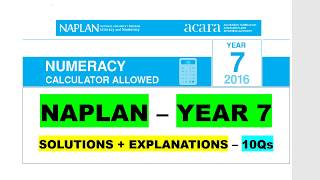 NAPLAN – YEAR 7 NUMERACY calc 2016 10Qs [upl. by Ravens]