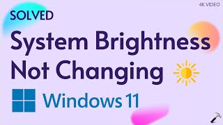 Fix System Brightness Not Changing in Windows 11 [upl. by Yurt250]