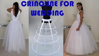 Womens 4 rings crinoline skirt for wedding dress ball gown petticoat DIAMETER 46 inches [upl. by Amluz]