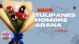 Tutorial de Tulipanes de Spider Man Hombre Araña a Crochet [upl. by Arimat480]