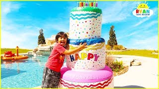 Ryan Pretend Play Giant Happy Birthday Cakes Toys [upl. by Pitchford]