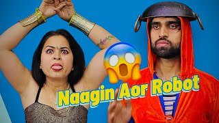 Robot Aor Naagin 🤖🐍😱😂  Mohit Pandey shorts funny trending [upl. by Ahtikal]