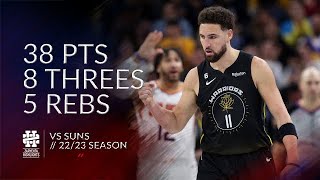 Klay Thompson 38 pts 8 threes 5 rebs vs Suns 2223 season [upl. by Saberhagen]