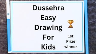 Dussehra DrawingVijayadashami poster making drawingDussehra easy drawing for kidsDussehra poster [upl. by Rochus]