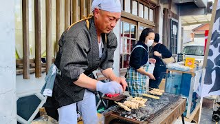 Japanese Street Food  Yakitori in Tare Sauce [upl. by Ahsauqal896]