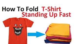 Super Fast TShirt Folding Standing Up 3 seconds folding [upl. by Jillene]