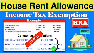 House Rent Allowance calculation  Income tax exemption  HRA for salaried employees  ENGLISH [upl. by Hospers371]