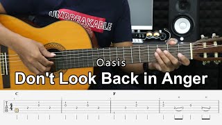 Dont Look Back in Anger – Oasis  Fingerstyle Guitar Tutorial  TAB amp Lyrics [upl. by Ettesyl830]