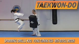 Sparring Drills 20 Flying Turning Kick  with bicycle motion [upl. by Ellehsat]