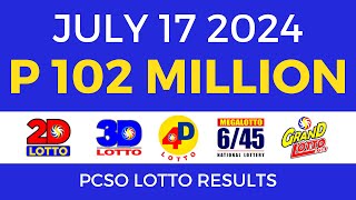 Lotto Result Today 9pm July 17 2024  PCSO Complete [upl. by Wadleigh379]