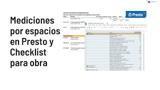 Mediciones por espacios en Presto y Checklist para obra  Avance [upl. by Oderfodog]