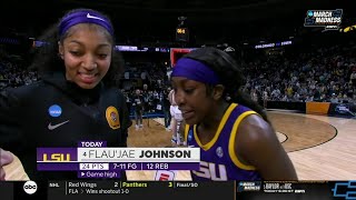 Angel Reese Flaujae Johnson Interview After NCAA Tournament Sweet 16 LSU Tigers vs UCLA Bruins [upl. by Nell916]