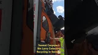 2016 Semat Bin Lorry Collecting Recycling In Swindon bintruck garbagetruck [upl. by Aicel]