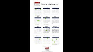 Calendario Laboral 2019  Festivos nacionales 2019 [upl. by Colas232]