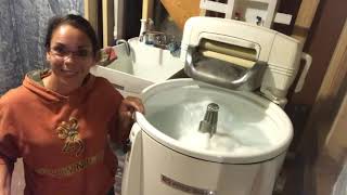 Using a 1960s Wringer Washer [upl. by Naujahs]