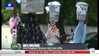 News Across Nigeria 410 Pregnant IDPs Get Cash Gifts  040915 [upl. by Brawner]