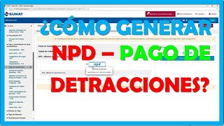 PAGO DE DETRACCIONES CON NPD SUNAT [upl. by Notsahc]