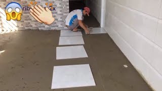 Floor Tile Installation Process  60x60 cm polished tiles  building technology [upl. by Cedar404]