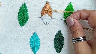 5 types of leaf filling stitches for beginnersEasy and Simple Stitches [upl. by Ellene189]