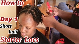 Simple Stater Locs Tutorial on Short Hair  Interlocking amp Instant Crotchet Method [upl. by Aleiram]