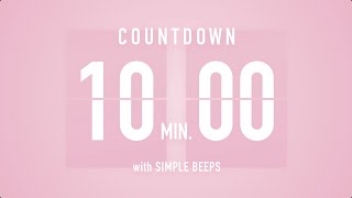 10 Min Countdown Flip Clock Timer  Simple Beeps 🌸🔔 [upl. by Dionne]