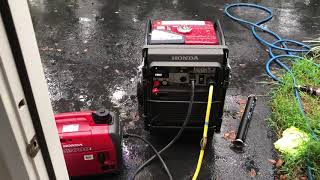 Parallel operation of Honda EU 7000 inverter and Honda 2000 W inverter [upl. by Notnats]