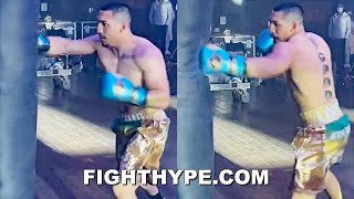 TEOFIMO LOPEZ DYNAMITE KO COMBOS FOR GEORGE KAMBOSOS LIGHTS UP HEAVY BAG TRAINING FOR SHOWDOWN [upl. by Jobye600]