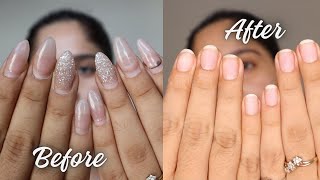 How I removed Nail Extensions at Home Polygel Nail removal [upl. by Suez]