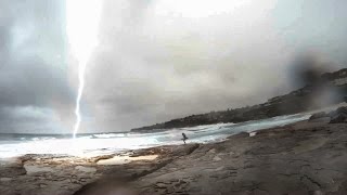 Lightning almost strikes girl in Sydney Boyfriends reaction is priceless [upl. by Amaso550]