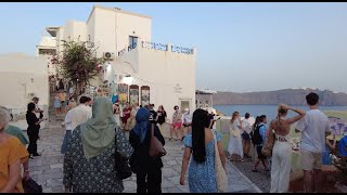 Oia Santorini Greece 4K Walking Tour Lots of Tourists [upl. by Ojyma]