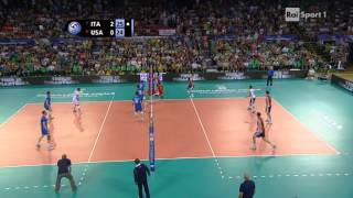 Volleyball Ivan Zaytsev of Italy kills USA with 4 aces in a row quattrolavatrici [upl. by Helbona853]