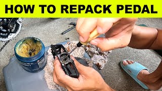 How To RepackReplace Bike Pedal Bearing  Paano MagrepackMagpalit Ng Bearings Sa Pedal [upl. by Aihppa]