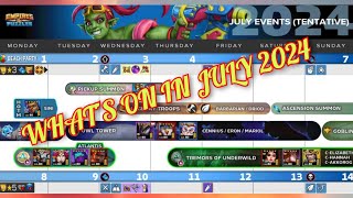 Empires amp Puzzles July 2024 Calendar of Events What to look forward to amp Where to summon 🤔 [upl. by Janaya]