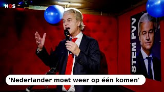 Eerste reactie Geert Wilders PVV Met 35 zetels willen we en gaan we ook besturen [upl. by Ul]