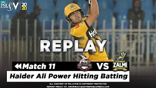 Haider Ali Power Hitting Batting  Lahore Qalandars Vs Peshawar Zalmi  Match 11  HBL PSL 2020 [upl. by Eak]