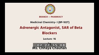 Medicinal Chemistry I  Adrenergic Antagonist SAR of Beta Blockers  AKTU Digital Education [upl. by Sebastiano]