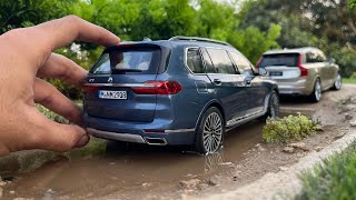 Mini BMW X7 v Volvo XC90 Big Luxury SUVs 118 Scale  Offroading  Diecast Model Cars [upl. by Ojyram]