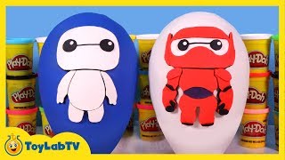 GIANT Baymax Play Doh Surprise Egg Showdown with Big Hero 6 Surprise Toys [upl. by Ridglee657]