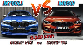 NEW M850i G15 vs M760Li G11  BMW 530HP 44 V8 vs 612HP V12  0100  0200  0250 kmh [upl. by Norford]