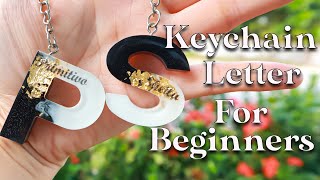 2 Color Epoxy Resin Keychain for Beginners  resin letters keychain  resin letter keychain tutorial [upl. by Hpeseoj]