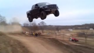 Ford Raptor jumps 90 feet [upl. by Ahsekan28]