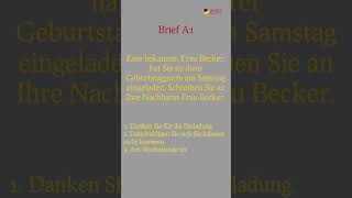 Brief A12  Einladung ablehnen  Niveau A17  GoetheZertifikat A1 german germanlanguage [upl. by Larrisa]